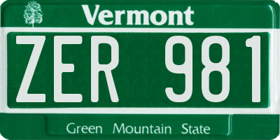 VT license plate ZER981