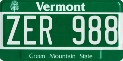 VT license plate ZER988