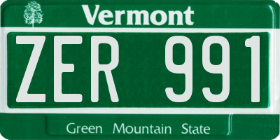 VT license plate ZER991