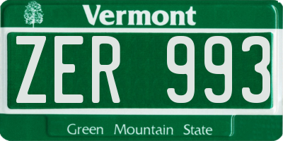 VT license plate ZER993