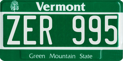 VT license plate ZER995