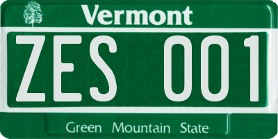 VT license plate ZES001