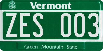 VT license plate ZES003