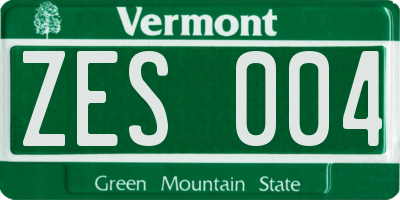 VT license plate ZES004