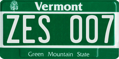 VT license plate ZES007
