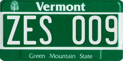 VT license plate ZES009