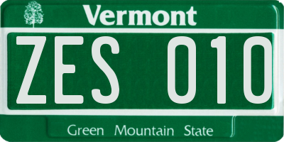 VT license plate ZES010