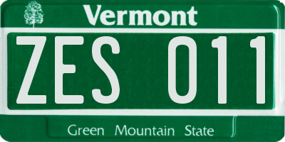 VT license plate ZES011