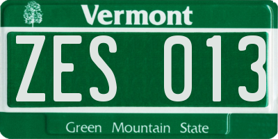 VT license plate ZES013
