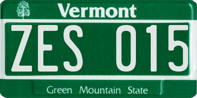 VT license plate ZES015