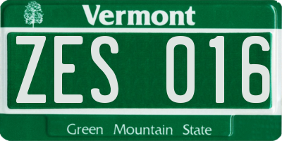 VT license plate ZES016