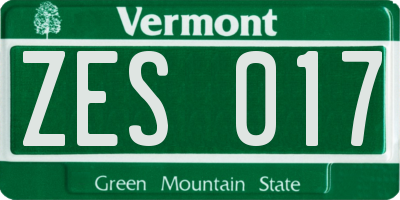VT license plate ZES017