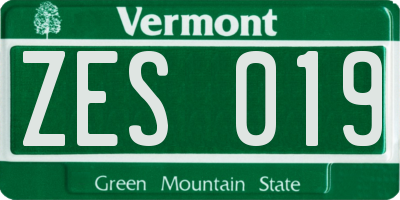 VT license plate ZES019