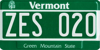 VT license plate ZES020