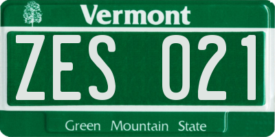 VT license plate ZES021