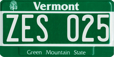 VT license plate ZES025