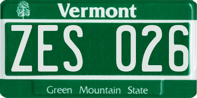 VT license plate ZES026