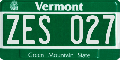 VT license plate ZES027