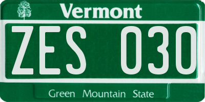 VT license plate ZES030