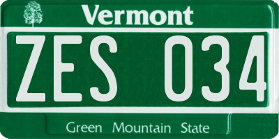 VT license plate ZES034