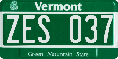 VT license plate ZES037