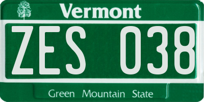 VT license plate ZES038