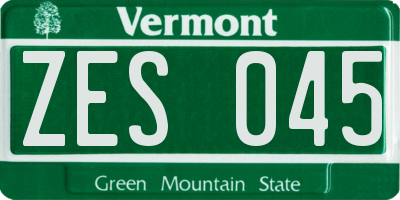 VT license plate ZES045