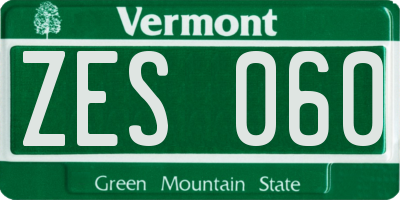 VT license plate ZES060