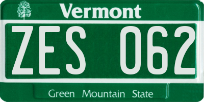 VT license plate ZES062