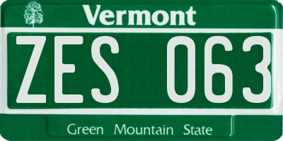 VT license plate ZES063