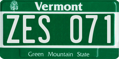 VT license plate ZES071