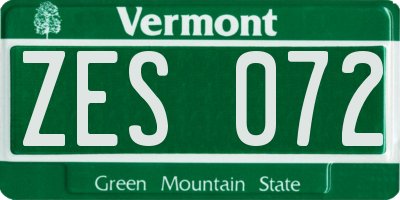 VT license plate ZES072
