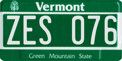 VT license plate ZES076