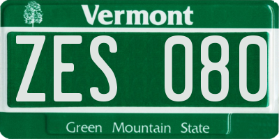 VT license plate ZES080