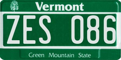 VT license plate ZES086