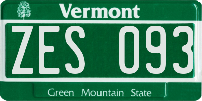 VT license plate ZES093