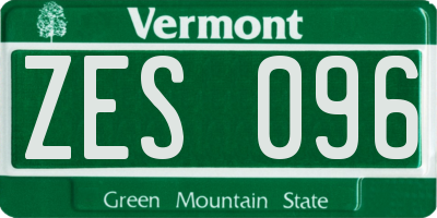 VT license plate ZES096