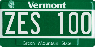 VT license plate ZES100