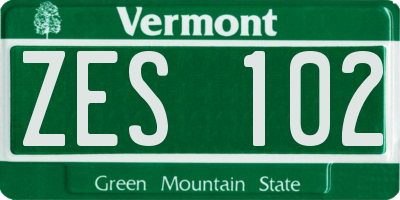 VT license plate ZES102