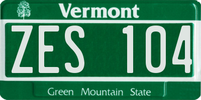 VT license plate ZES104