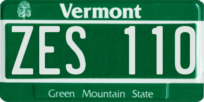 VT license plate ZES110