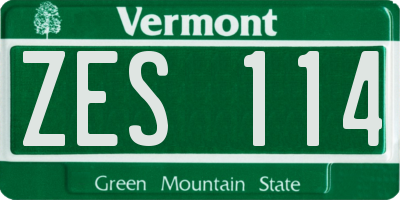 VT license plate ZES114