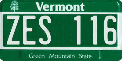 VT license plate ZES116