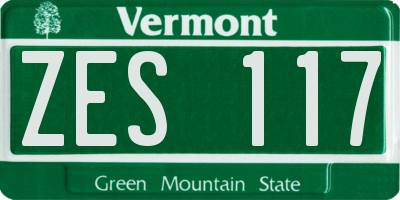 VT license plate ZES117