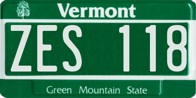 VT license plate ZES118
