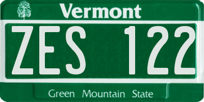 VT license plate ZES122