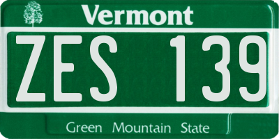 VT license plate ZES139