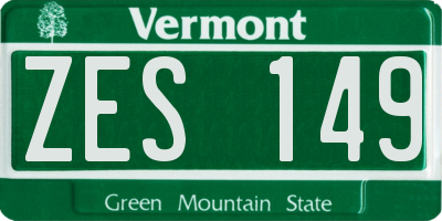 VT license plate ZES149