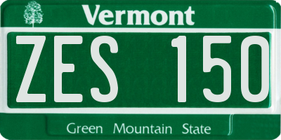VT license plate ZES150
