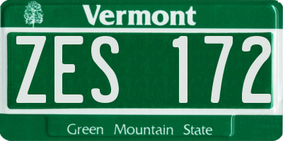 VT license plate ZES172